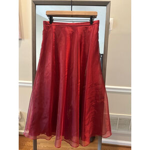 Women's David's Bridal Full Long Formal Sateen Skirt, Size 12, Red